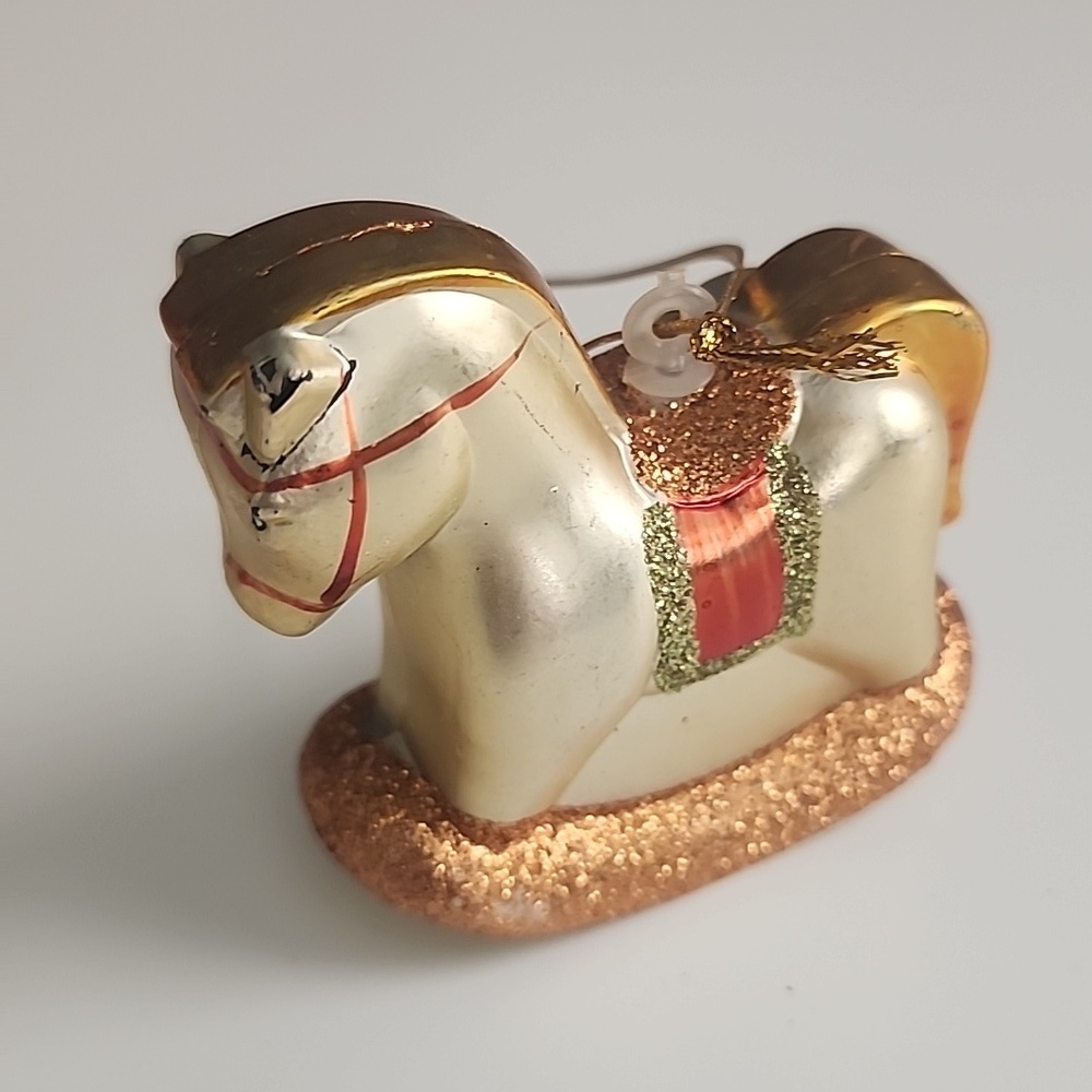 Vintage Christmas Mini Ornament Set Santa Angel Sleigh Rocking Horse Retro Decor - Picture 4 of 12
